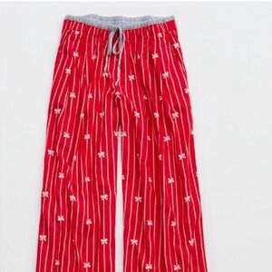 Aerie Red and White Striped bow lounge Pants Size XXL online exclusive